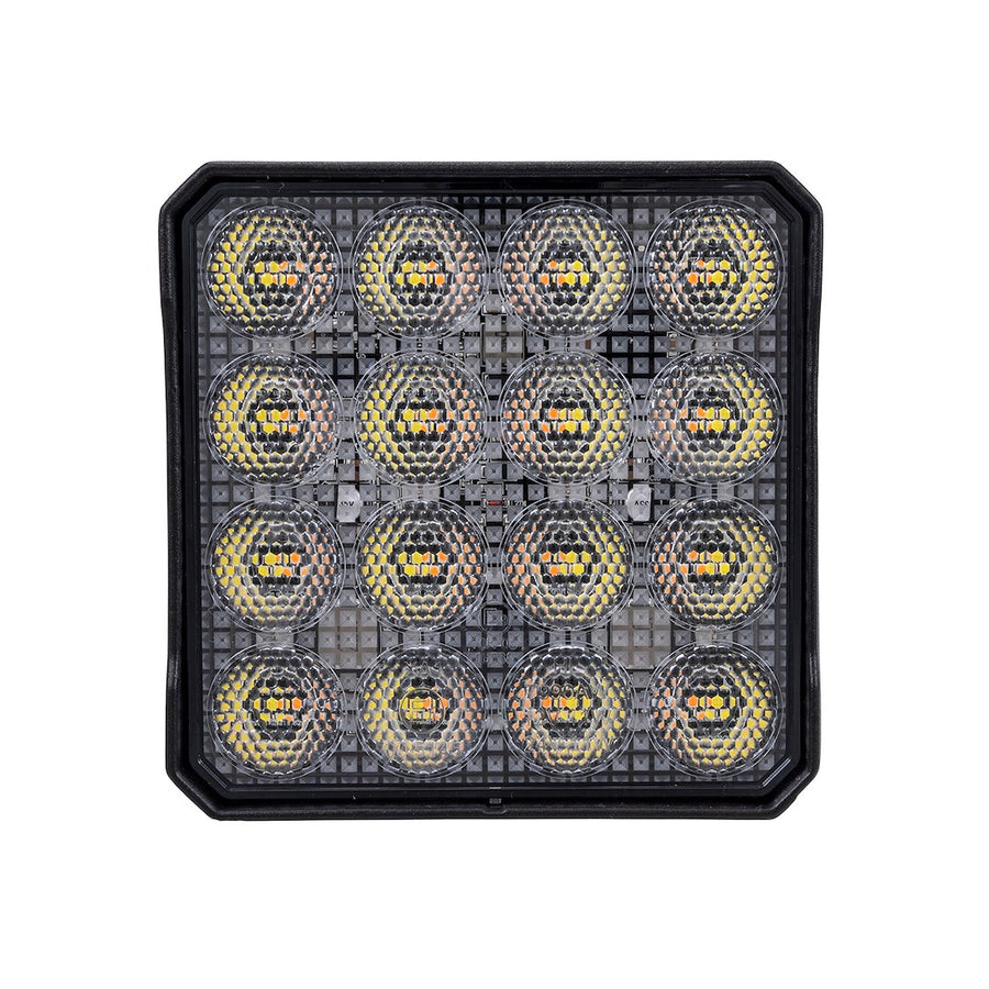 4X4 SQR 16X5W FL SGL WHITE AMBR FLS
