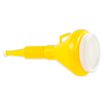 WirthCo 32135 Funnel; Round; 14-1/4 Inch Height x 4 Inch Top Diameter; 3/4 Inch Spout Outside Diameter; 1.5 Quart Capacity; Yellow; Polyethylene; With Cap