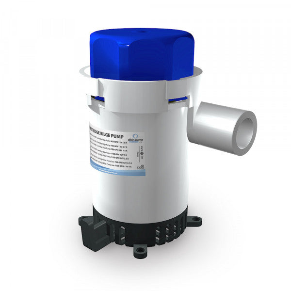 Silage pump with blue top and white body on a white background