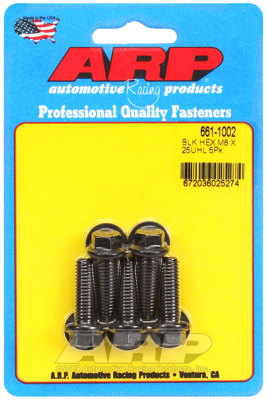 M8 X 1.25 X 25 HEX BLK