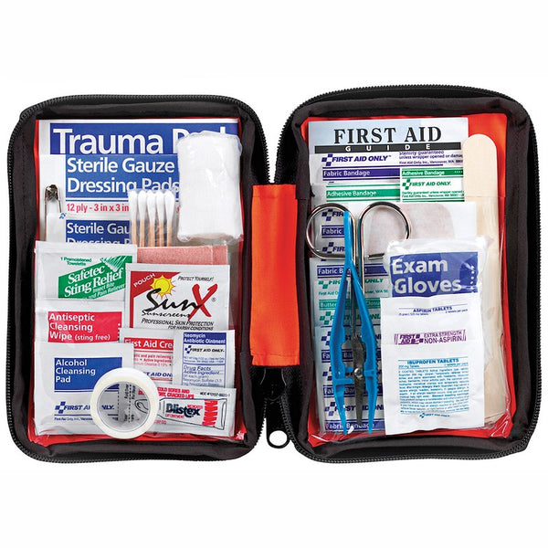 Ready America 74002 First Aid Kit; Pocket First; Vinyl Zipper Carry Case; 107 Piece Kit
