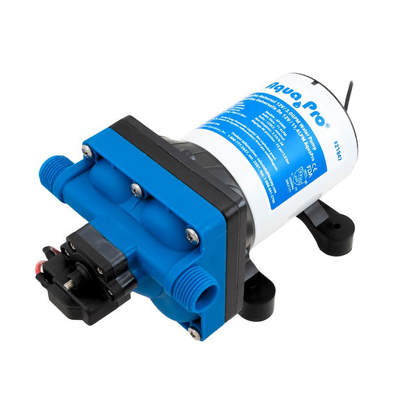 Aqua Pro 21847 Fresh Water Pump; AP3000; Self-Priming; 3.0 Gallons Per Minute; 55 Pounds Per Square Inch; 7.97 Inch Length x 4.92 Inch Width x 4.37 Inch Depth; 12 Volt DC; With 45 To 65 PSI Adjustable