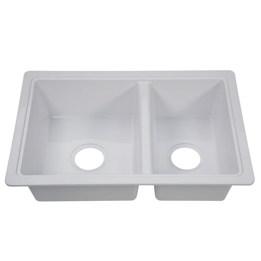 25' X 17' DOUBLE BOWL SINK - WHITE