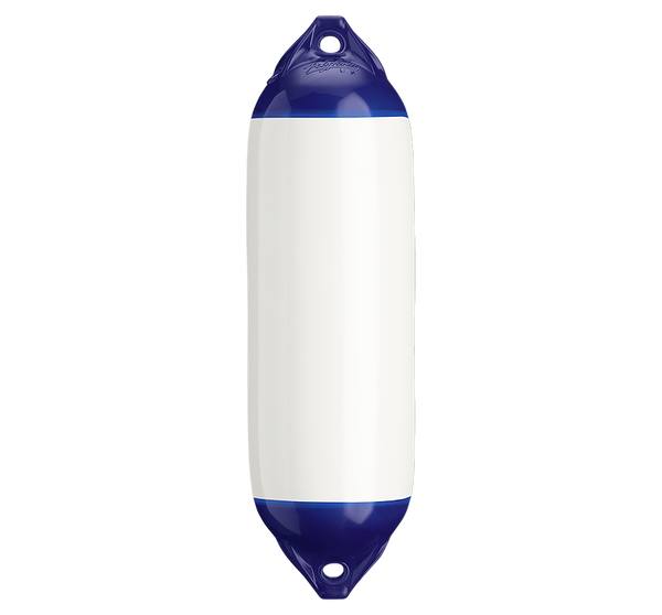 Polyform 91318700 Boat Fender; F-Series; F-02 White; Plain; Cylinder; 7-1/2 Inch Diameter x 26 Inch Length For 20 Feet To 30 Feet Boat; Commercial Grade Twin Eye Design; PVC; Single
