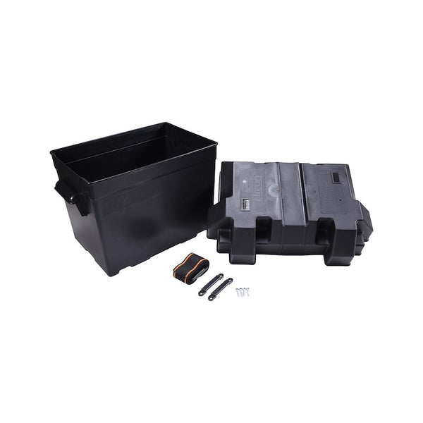 Arcon 13034 Battery Box; Fits Group 24 Batteries; Strap Style Box; Black