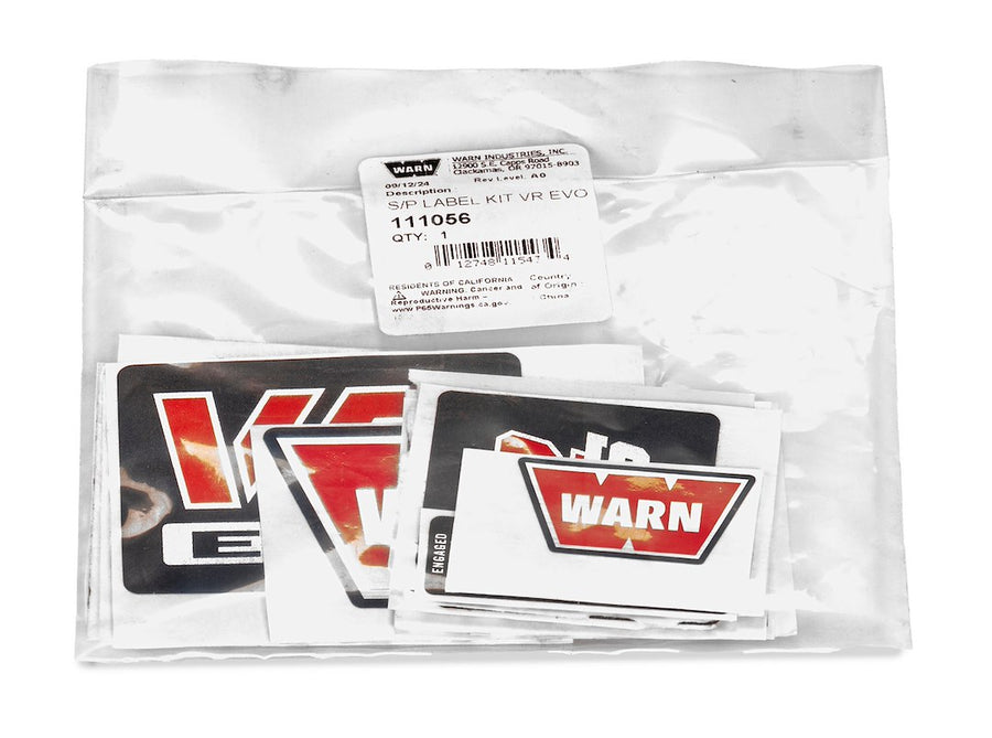 REPLACEMENT LABEL KIT FOR VR EVO