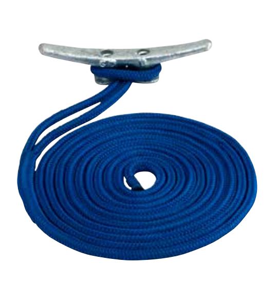 Sea Dog 2112020BL1 Dock Line; Double Braided; Abrasion/ Mildew/ Oil/ Rot/ UV Rays Protection; 960 Pounds Working Load Limit/ 4400 Pounds Breaking Strength; 1/2 Inch Diameter x 20 Foot Length; Blue; Premium Nylon