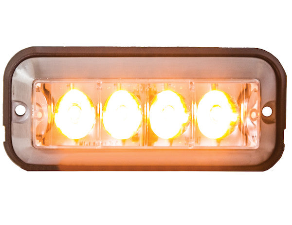 LIGHT STROBE 4-7/8IN RECT 4LED AMBE