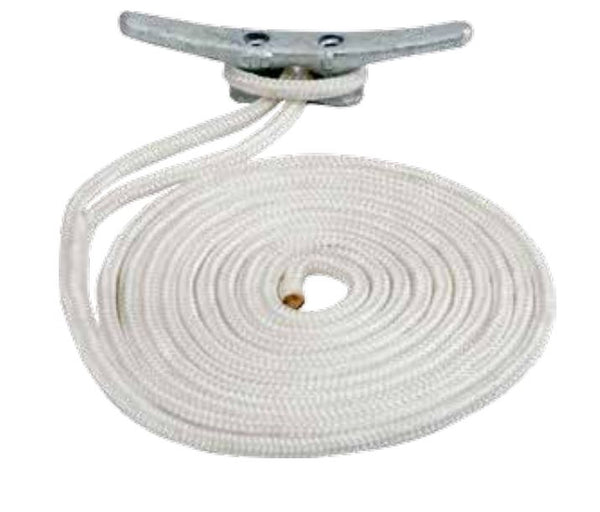 Sea Dog 2112020WH1 Dock Line; Double Braided; Abrasion/ Mildew/ Oil/ Rot/ UV Rays Protection; 960 Pounds Working Load Limit/ 4400 Pounds Breaking Strength; 1/2 Inch Diameter x 20 Foot Length; White; Premium Nylon
