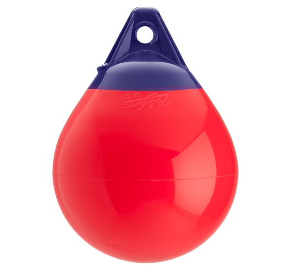 Polyform 73917132 Mooring Buoy; A-Series; A-1 Model; 11 Inch Diameter x 15 Inch Length; 1 Inch Rope Eye Diameter; Red; PVC; With Bar Code; For Boats 15 Feet To 30 Feet In Length