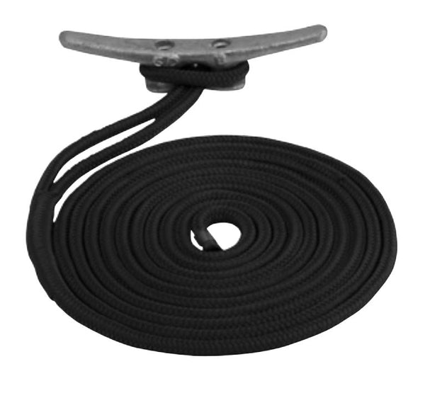 Sea Dog 2116030BK1 Dock Line; Double Braided; Abrasion/ Mildew/ Oil/ Rot/ UV Rays Protection; 2045 Pounds Working Load Limit/ 9400 Pounds Breaking Strength; 5/8 Inch Diameter x 30 Foot Length; Black; Premium Nylon