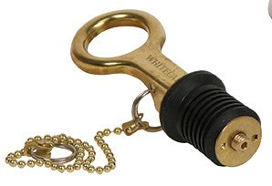 WhiteCap Industries S0206C Boat Drain Plug; Marine Series; Bailer; 1 Inch Diameter; Aluminum; With 8 Inch Chain