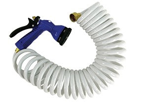 WHITE COILED HOSE W/NOZZLE - 15'