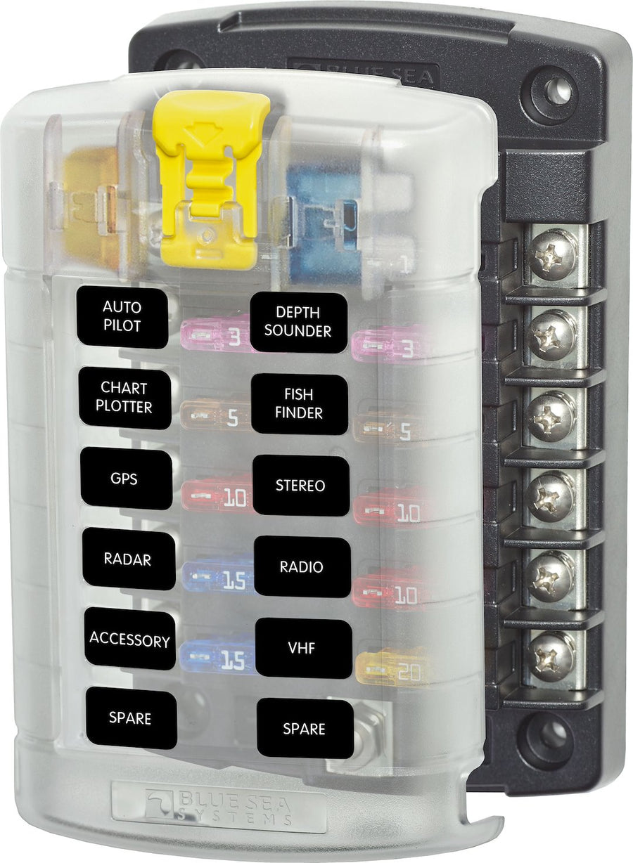 FUSE BLOCK STBLADE 12CIRC W/CVR