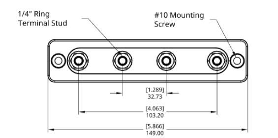 COMMONBUS FOUR 1/4' STUDS - 150 AMP