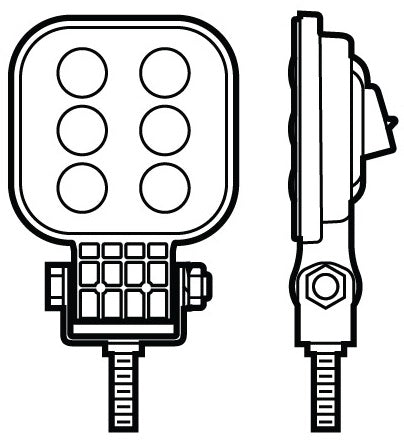 LED WK LGT SQR PED MNT HARDWIRED W/