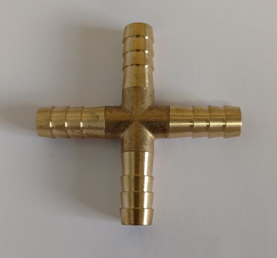 BRASS BARB CROSS  4-WAY3/8'(9.5MM)