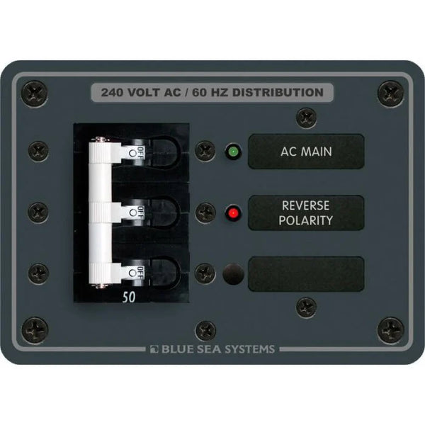 Blue Sea 7372BSS MARINE SWITCH PANEL; PANEL 120/240VAC MAIN 50A